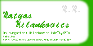 matyas milankovics business card